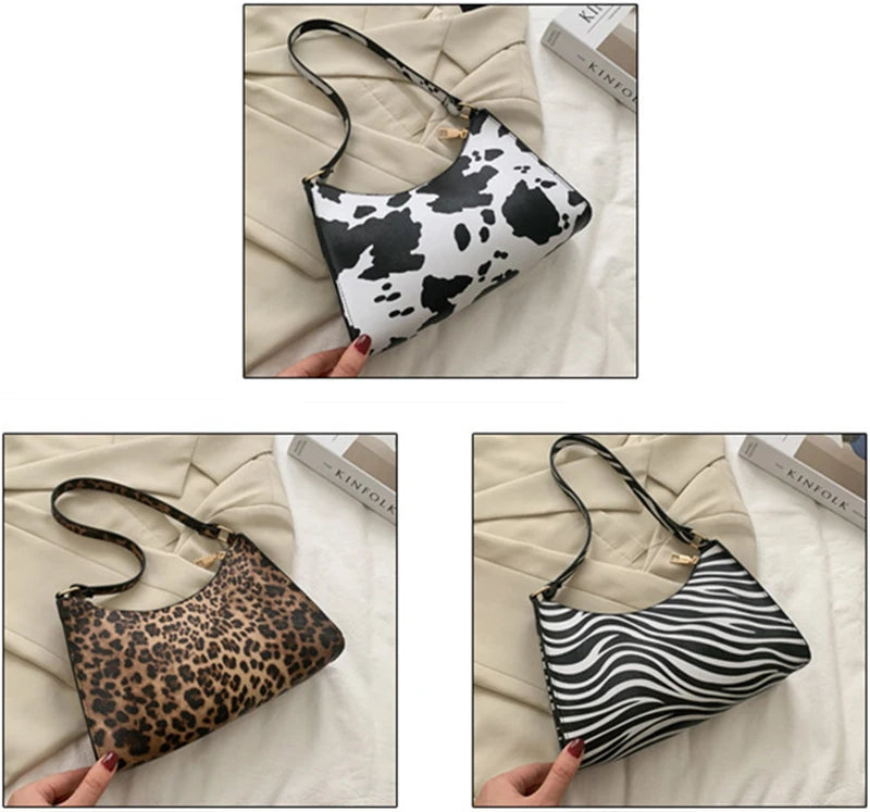 Gusure Fashion Leopard Pattern Shoulder Women Bag Hand Bag Personality Wild Pu Leather Designer Purses and Handbags