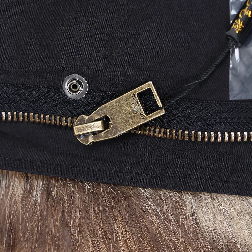Maomaokong 2026 New Natural Fur Lining Real Fur Coat Winter Jacket Women Raccoon Fur Collar Warm Thick Parkas Female Clothing