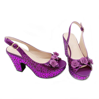 New Arrival Italian Women Shoes and Bag Set Decorated with Rhinestone In Party African Italian Shoes and Bag Set Party Shoes Bag