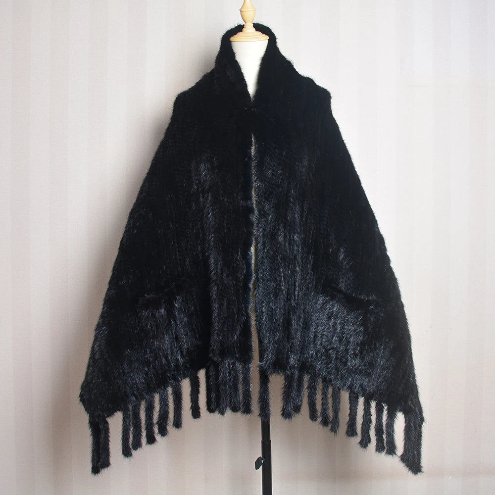 2026 Lady Luxury Authentic Mink Fur Shawl Scarf Winter 100%Natural Mink Fur Real Scarf Shawl Fashion Genuine Mink Fur Ponchos