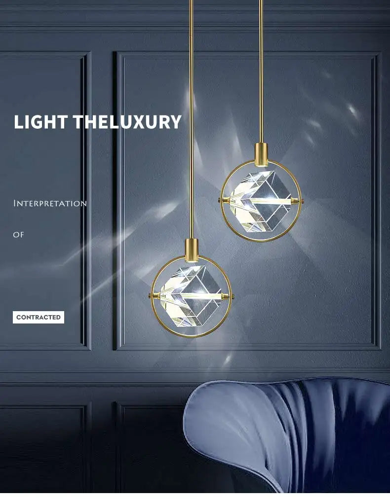 Crystal Led Pendant Lights Kitchen Fixture Suspension Bedside Hanging Lamp Nordic Loft Living Room Dining Room Indoor Home Decor