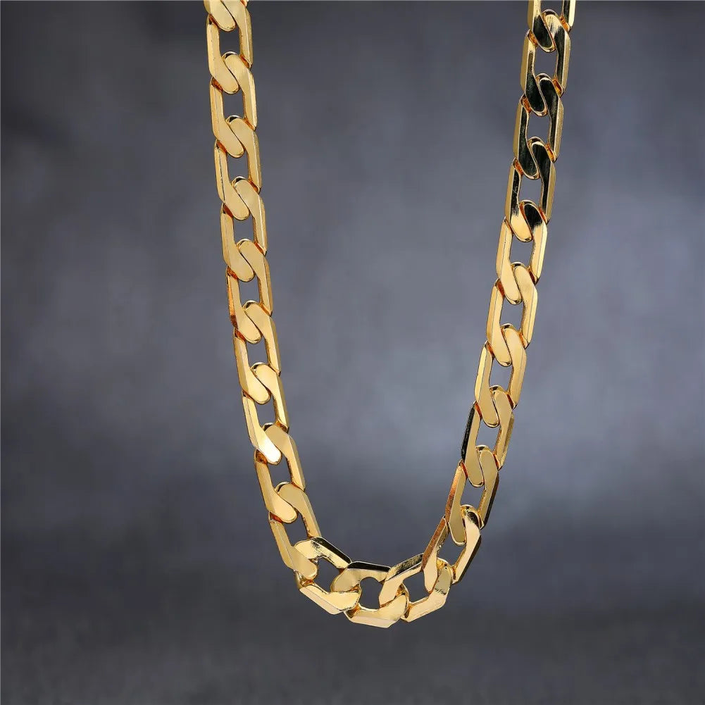 Noble 18K gold Charms 8MM sideways chain Necklace for Men women Luxury Fashion Party Wedding Versatile Jewelry Christmas Gifts