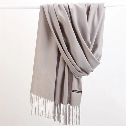 Fashion Solid Color 2023 Women Scarf Winter Hijabs Tessale Tassels Long Lady Shawls Cashmere Like Pashmina Hijabs Scarves Wraps