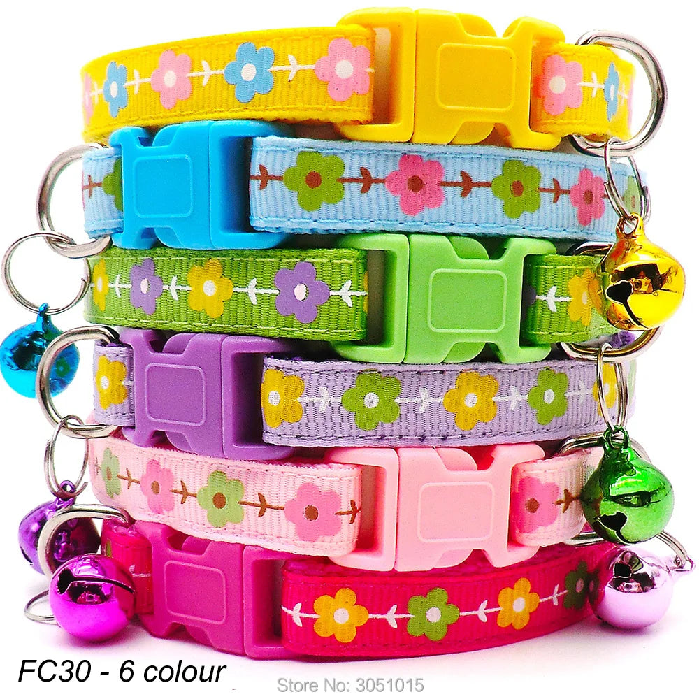 100Pcs Dog Collar With Bells Adjustable Customize Necklace Puppy Kitten Collar Accessories Pet Shop Products Rabbit Neck Strap