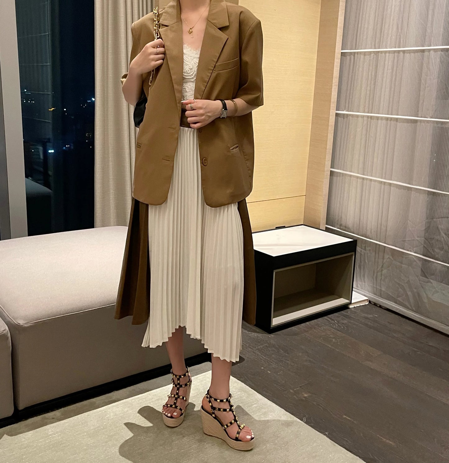 Rivet Wedges Women Sandals Open Toe Ankle Buckle Strap Ladies Platform Wedges Sandals High Heels Roman Rattan Grass Woven Shoes