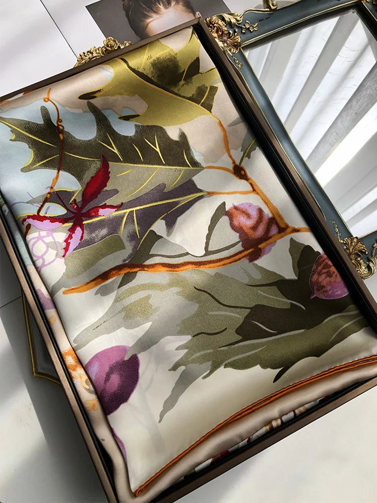 16MM  multi-color silk scarf for women in spring  autumn, gorgeous all-match mulberry 100% mulberry silk Square  scarf, shawl