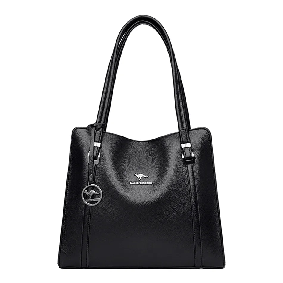 Genuine Soft Pu Leather Handbags for Women Vintage Shoulder Tote Bag Luxury Designer Ladies Large Capacity Purse Bags Sac A Main