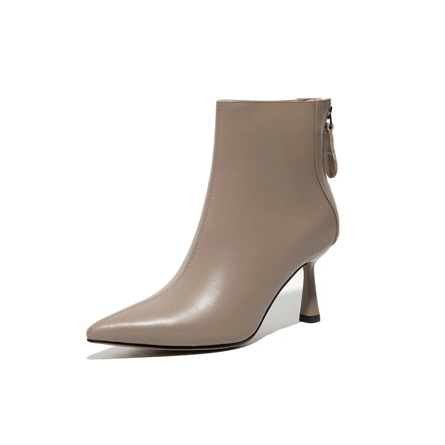 Krazing Pot Big Size 42 Cow Leather Pointed Toe High Heels Chic Design Concise Winter Spring Shoe Dress Warm Wedding Ankle Boots