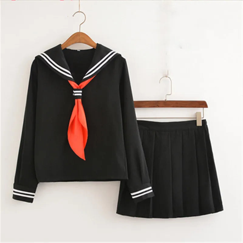 Japanese sailor suit Anime costume Girls High school student uniform ,Long-sleeve JK uniform sexy clothing navy color