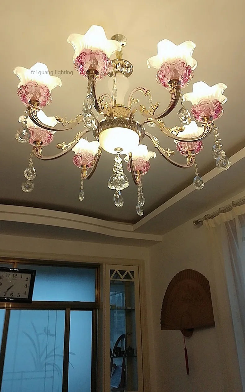 Luxury Living Room Chandelier Crystals Glass Hall Main Pendant Lamps Restaurant Bedroom French Creative Hanging Light Luminaire