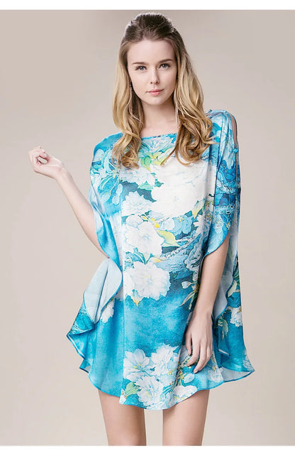 100% Mulberry Silk Nightgowns For Women  Long   Silk Nightdress  Real Silk sleepwear  Ladies Female   Gift Loose Large Free size