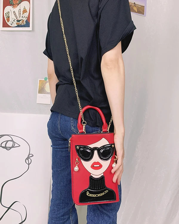 Sexy Lady Face Purses and Handbags for Women Fashion Designer Chain Shoulder Bag Party Clutch Funky Female Crossbody Bags 2022