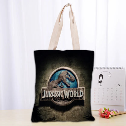 Custom Jurassic Park Logo Tote Bag Reusable Women Canvas Shoulder Bag Handbag Shoulder Pouch Foldable Canvas Shopping Bags