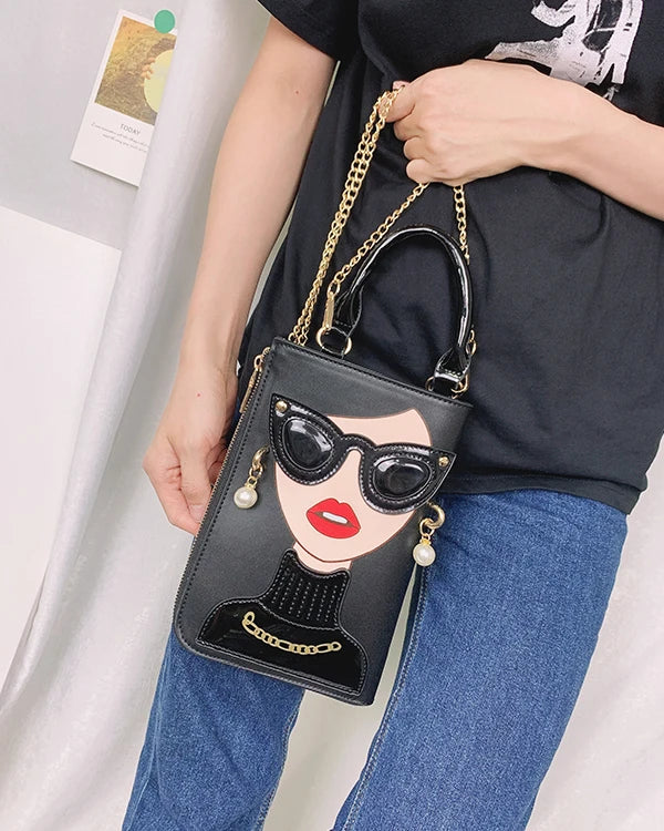 Sexy Lady Face Purses and Handbags for Women Fashion Designer Chain Shoulder Bag Party Clutch Funky Female Crossbody Bags 2022