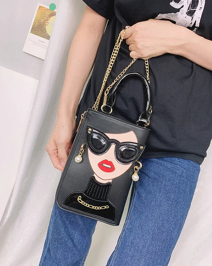 Sexy Lady Face Purses and Handbags for Women Fashion Designer Chain Shoulder Bag Party Clutch Funky Female Crossbody Bags 2022