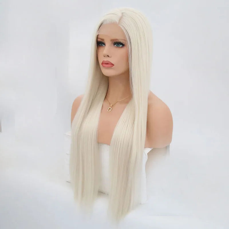 Charisma Blond Wigs Synthetic Lace Front Wig Long Silky Straight Lace Front Wig Heat Resistant Fiber Hair Cosplay Wigs For Women