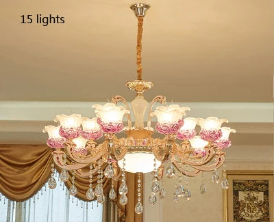 Luxury Living Room Chandelier Crystals Glass Hall Main Pendant Lamps Restaurant Bedroom French Creative Hanging Light Luminaire