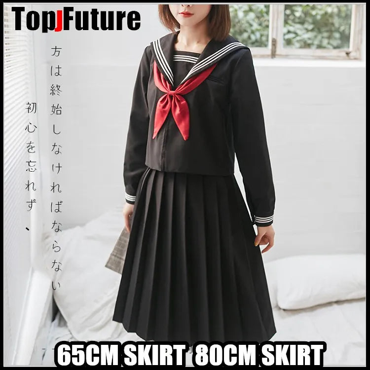 Basic JK uniform dress orthodox black Guanxi Lapel improved white three sailor suit Japanese summer student TOP SHIRT