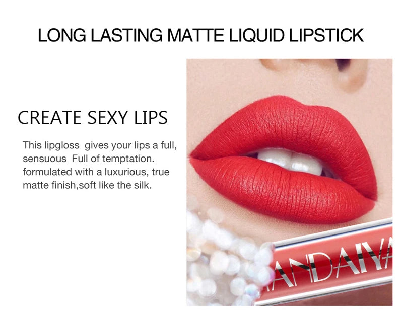 6Pcs/Box Makeup Lipstick Liquid Set Velvet Matte Gloss Lip Red Lipstick Nude Women Long Lasting Waterproof Beauty Cosmetic Kit