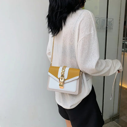 Yogodlns Small Summer Contrast Color PU Leather Crossbody Bags For Women New  Chain Shoulder Messenger Handbags Lady Hand Bag