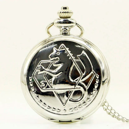 Vintage FullMetal Alchemist Edward Elric Cosplay Pocket watch Dull Polish Brown Hollow Men's Quartz Pocket Watch