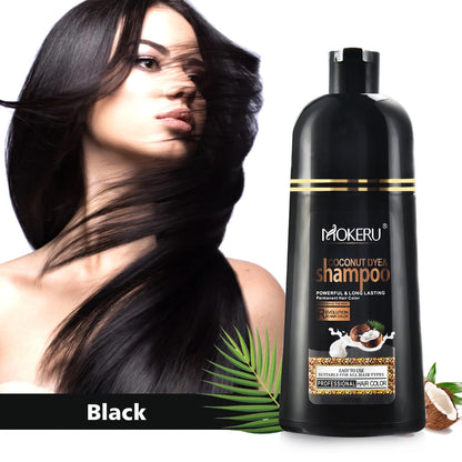500ml Coconut Dye Shampoo Oil Essence Hair Color Shampoo Instant Hair Dye Shampoo Covering Gray Hair Permanent Moisturizing Hair