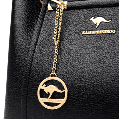 Casual Tote Women's Soft Leather Handbag Luxury Designer 3 Layers Shoulder Crossbody Bag Lady Large Capacity Shopper Sac A Main