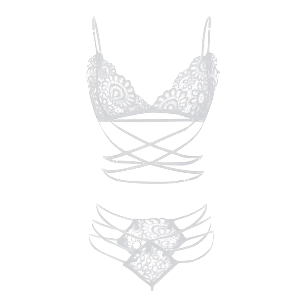 Sexy Lingerie Pornos Suit Corset Bandage Push Up Lace Bra Tops Panties Underwear Set Sleepwear Pajamas Erotic Costume Intimates