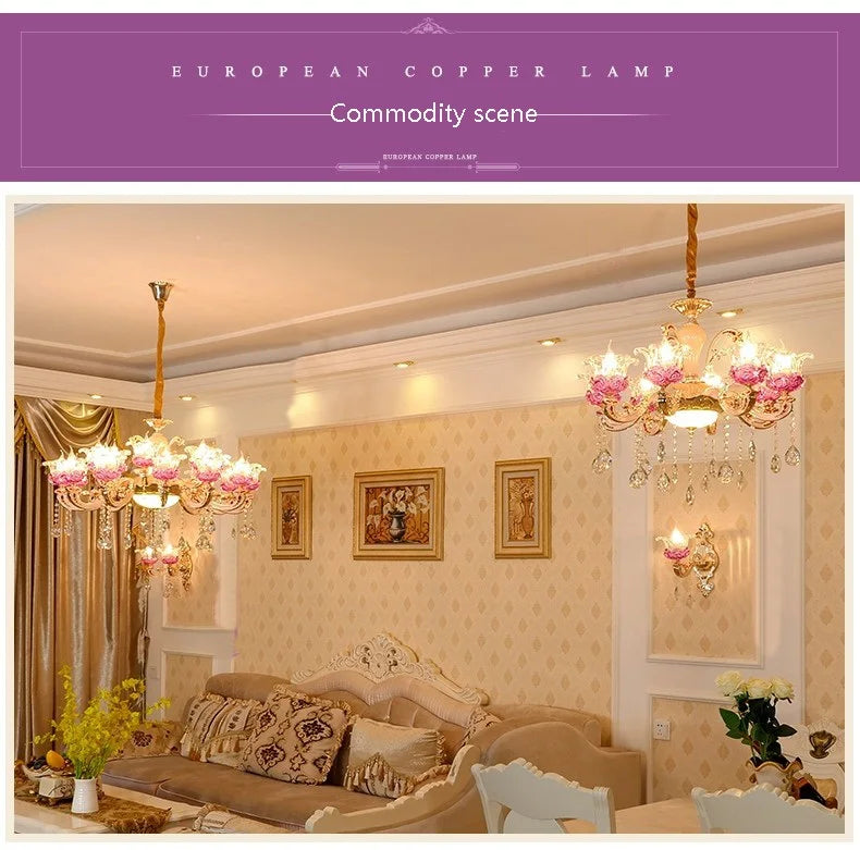 Luxury Living Room Chandelier Crystals Glass Hall Main Pendant Lamps Restaurant Bedroom French Creative Hanging Light Luminaire