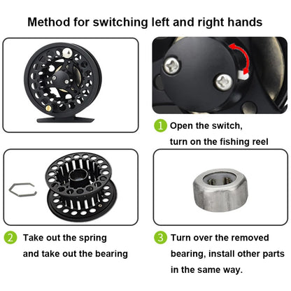 Fly Fishing Reel Aluminum Alloy 3/4 5/6 7/8 WT 2+1BB Interchangeable For Saltwater And Freshwater Fly Wheel Fishing Accessories