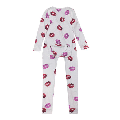 Sexy Women Pajamas Onesies Button-down Front Buttoned Flap Adults Pyjama Plaid Cow Print V-neck Long Sleeve Jumpsuit Sleepwear