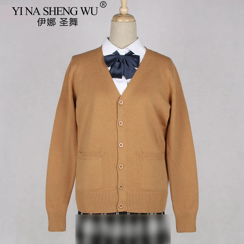 School JK Uniform Sweater Coat Anime Cosplay Costumes Cardigan Outerwear Sweater 16 Colour Long Sleeve Knitting Coat For Girls