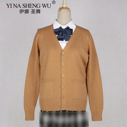 School JK Uniform Sweater Coat Anime Cosplay Costumes Cardigan Outerwear Sweater 16 Colour Long Sleeve Knitting Coat For Girls