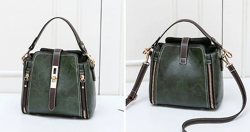 New Arrival PU Leather Bucket Shoulder Bags for Women Solid Color Crossbody Small Handbag Zipper Phone Purse Messenger Bag Pouch