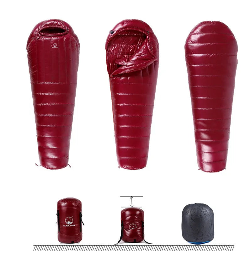 Upgraded High-grade White Goose Down Camping Sleeping Bag with Water Repellent Treatment Warm Insulated Fit for Cold Weather