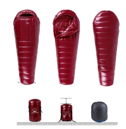 Upgraded High-grade White Goose Down Camping Sleeping Bag with Water Repellent Treatment Warm Insulated Fit for Cold Weather