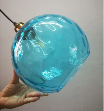 Modern LED Pendant Lights Blue Glass Ball Living Room Decor Home Decorations Kitchen Hanging Lustre Pendant Lamp Luminaria