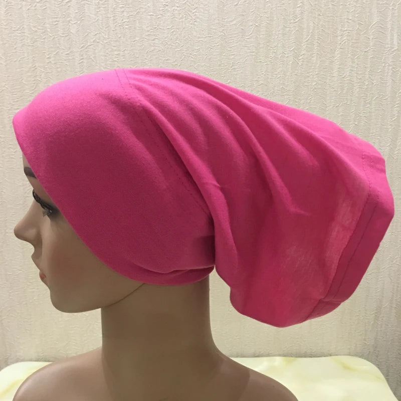 H065 plain tube hats Muslim Turban Pure Color Stretch Inner Hijabs For Caps Ready To Wear Women Head Scarf Under Hijab Bonnet