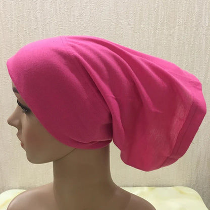 H065 plain tube hats Muslim Turban Pure Color Stretch Inner Hijabs For Caps Ready To Wear Women Head Scarf Under Hijab Bonnet