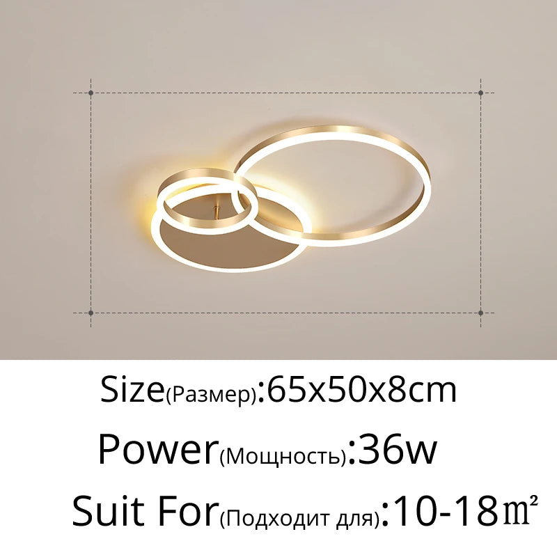 Modern Round Design Ceiling Lights For Living Room Bedroom Gold White Coffee Painted  Circle Rings Lighting Fixtures Luminaire