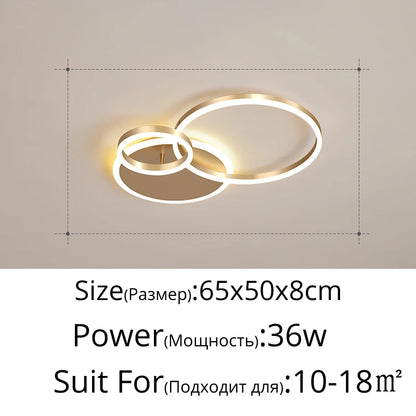 Modern Round Design Ceiling Lights For Living Room Bedroom Gold White Coffee Painted  Circle Rings Lighting Fixtures Luminaire