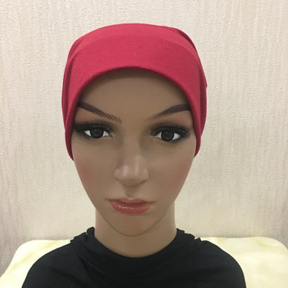 H066 Plain tube hat with cardboard underscarf Muslim Turban Pure Color Stretch Inner Hijabs Women Head Scarf Under Hijab Bonnet