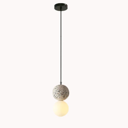 OUDELADI Cement Pendant Lights Bedroom Bedside Dining Decor Wood Glass ball Hanging Lamp Kitchen LED Lighting Luminaires