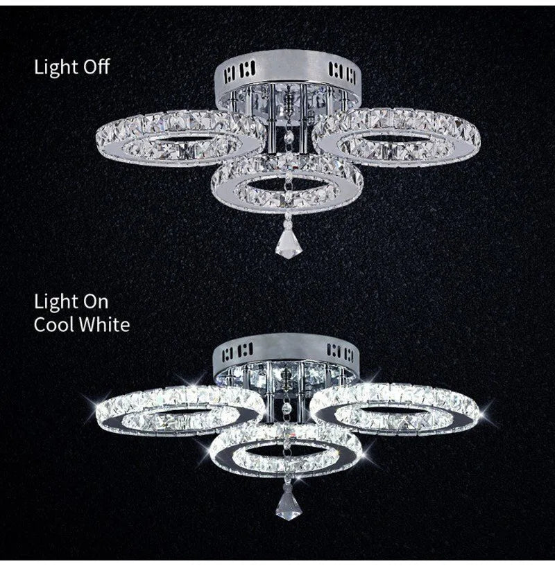 Modern Pendant Light Led Crystal Ring Ceiling Lamp Living Dining Room Chandelier Lustre Bedroom Luxury Home Decor Fixture Lumina