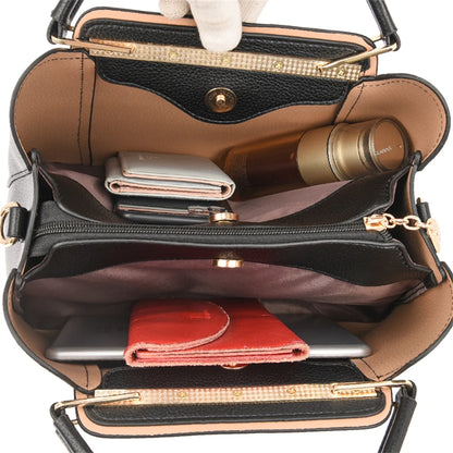 Casual Tote Women's Soft Leather Handbag Luxury Designer 3 Layers Shoulder Crossbody Bag Lady Large Capacity Shopper Sac A Main