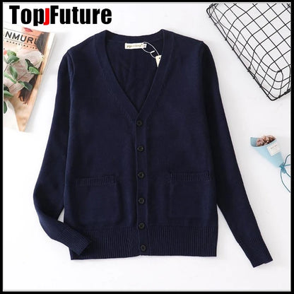 2020 Spring Cosplay School Uniform Sweater For Girls Women Long Sleeve Knitted Japanese Sailor Uniform Cardigans