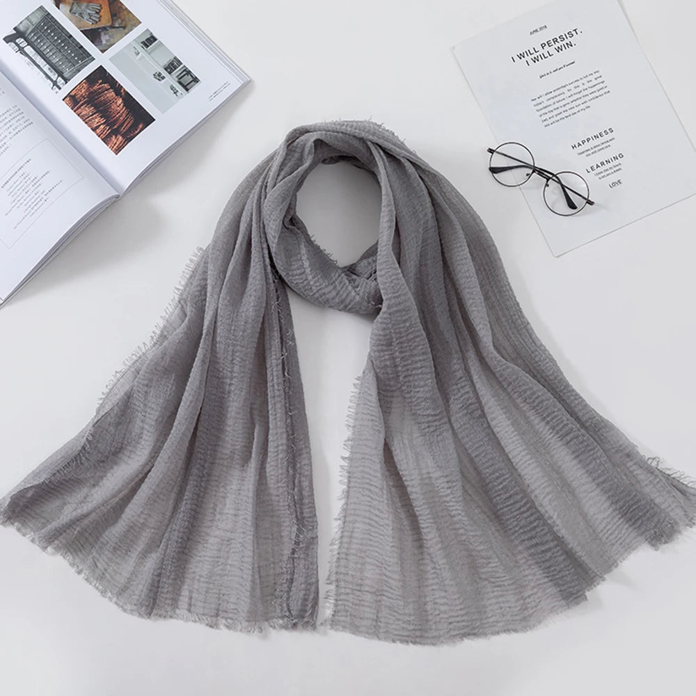 2026 Muslim Fashion Women Crinkle Hijab Scarf Soft Solid Head Scarves Turban Shawls and Wraps Hijab femme musulman kopftuch