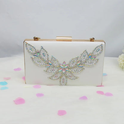 BaoYaFang White Beads Pearl wedding shoes Bride Pointed Toe Square Thick High Heel Party dress shoes and bag set Ankle Strap
