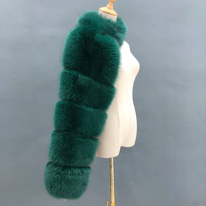 Fur Sleeve Women Fashion Luxury Real Fox Fur Coat Single Sleeve New Arrival