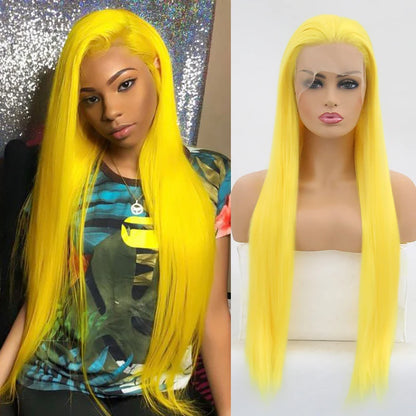 Charisma Blond Wigs Synthetic Lace Front Wig Long Silky Straight Lace Front Wig Heat Resistant Fiber Hair Cosplay Wigs For Women